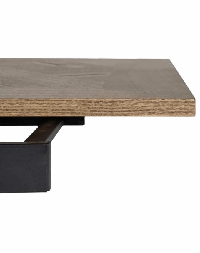Table Extensible Naturel & Noir – Plateau Bois & Pieds Métal
